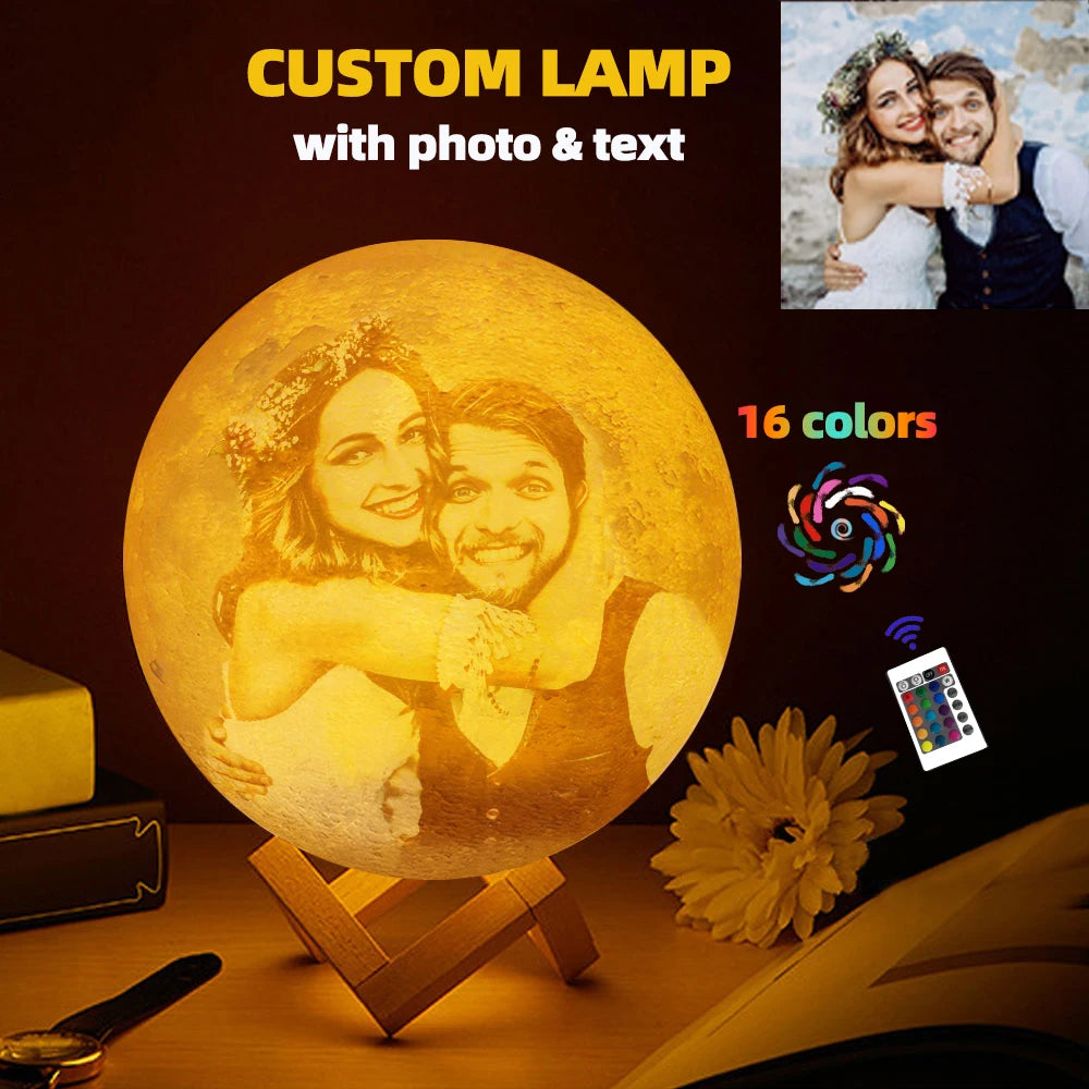 Lampe Lune 3D Personnalisée Photo & Texte