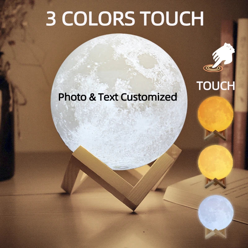 Lampe Lune 3D Personnalisée Photo & Texte
