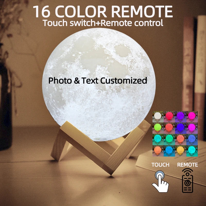 Lampe Lune 3D Personnalisée Photo & Texte