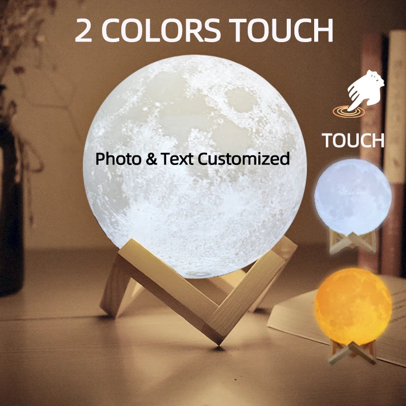 Lampe Lune 3D Personnalisée Photo & Texte