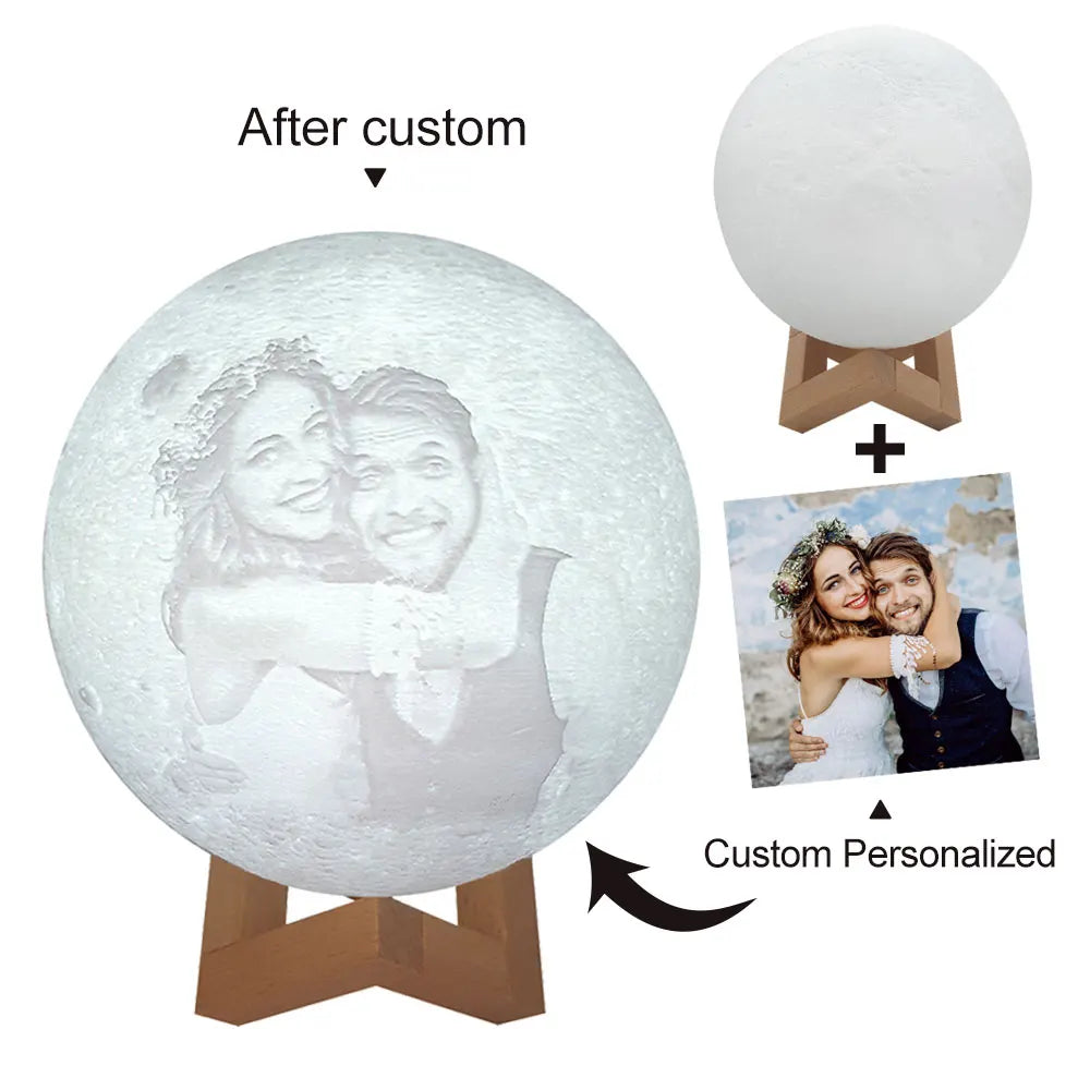 Lampe Lune 3D Personnalisée Photo & Texte
