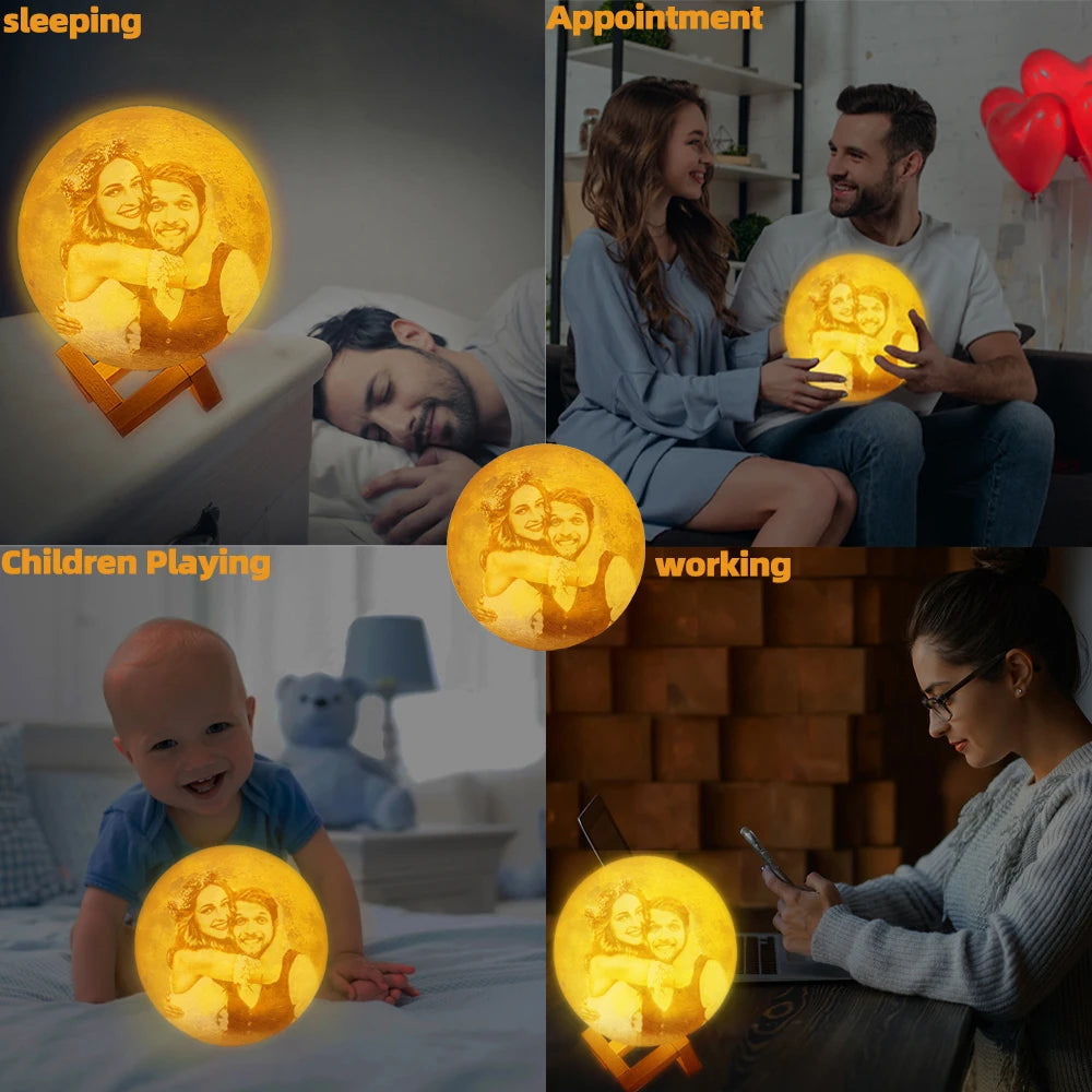Lampe Lune 3D Personnalisée Photo & Texte