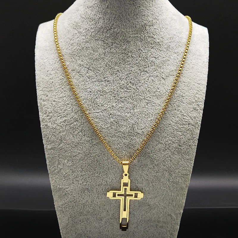 Collier Croix Homme en Acier Inoxydable