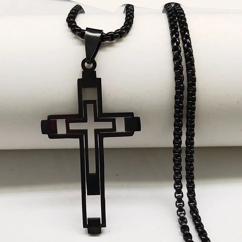 Collier Croix Homme en Acier Inoxydable