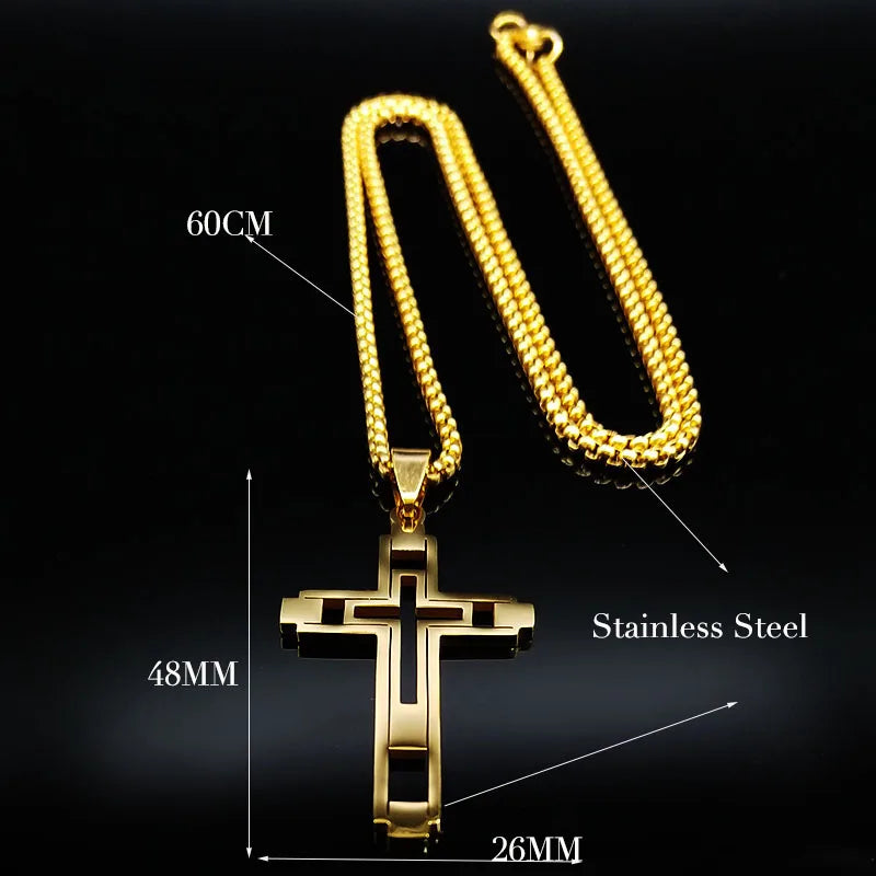Collier Croix Homme en Acier Inoxydable