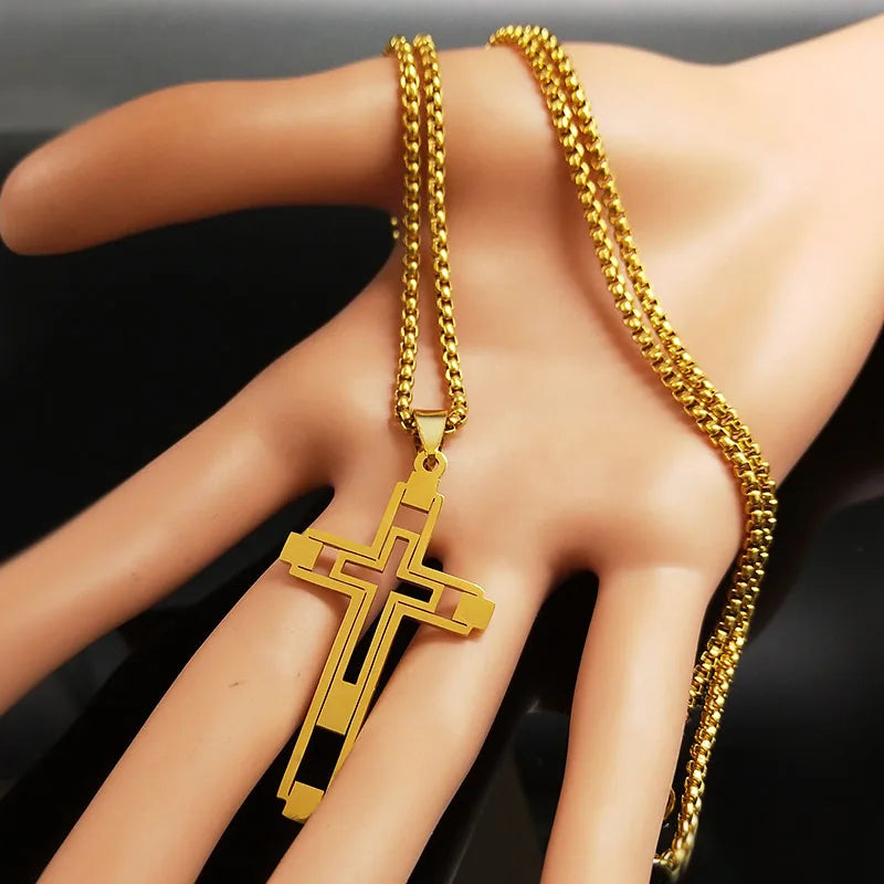 Collier Croix Homme en Acier Inoxydable