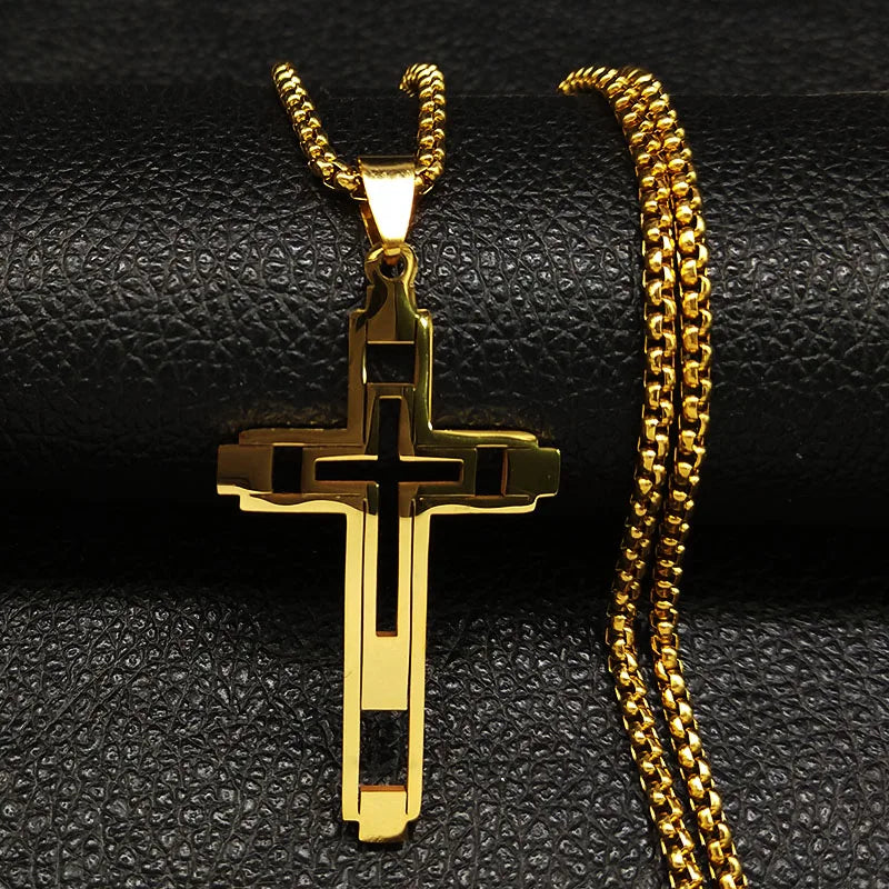 Collier Croix Homme en Acier Inoxydable