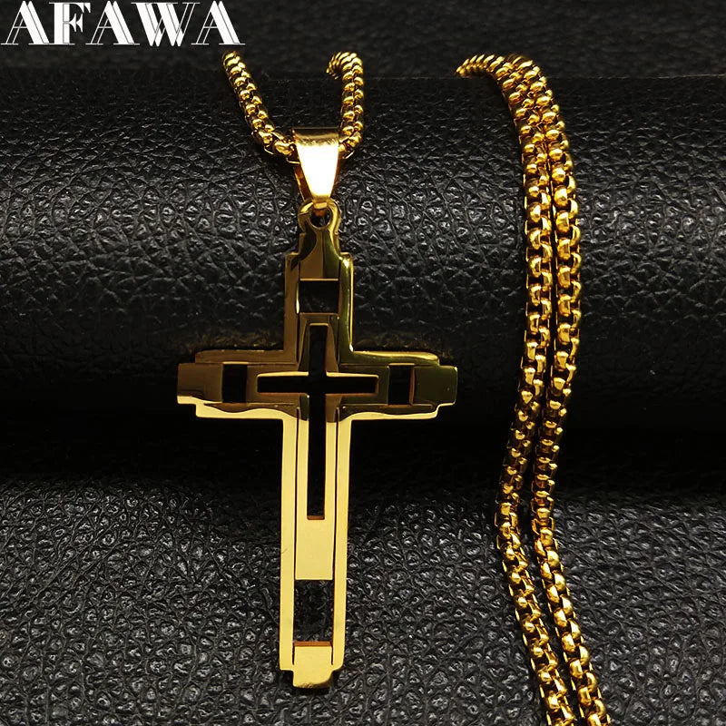 Collier Croix Homme en Acier Inoxydable