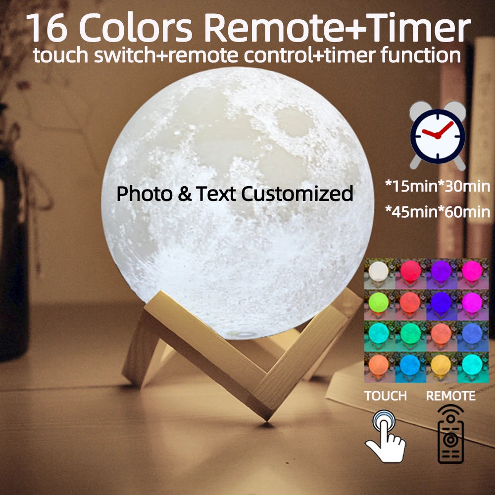 Lampe Lune 3D Personnalisée Photo & Texte