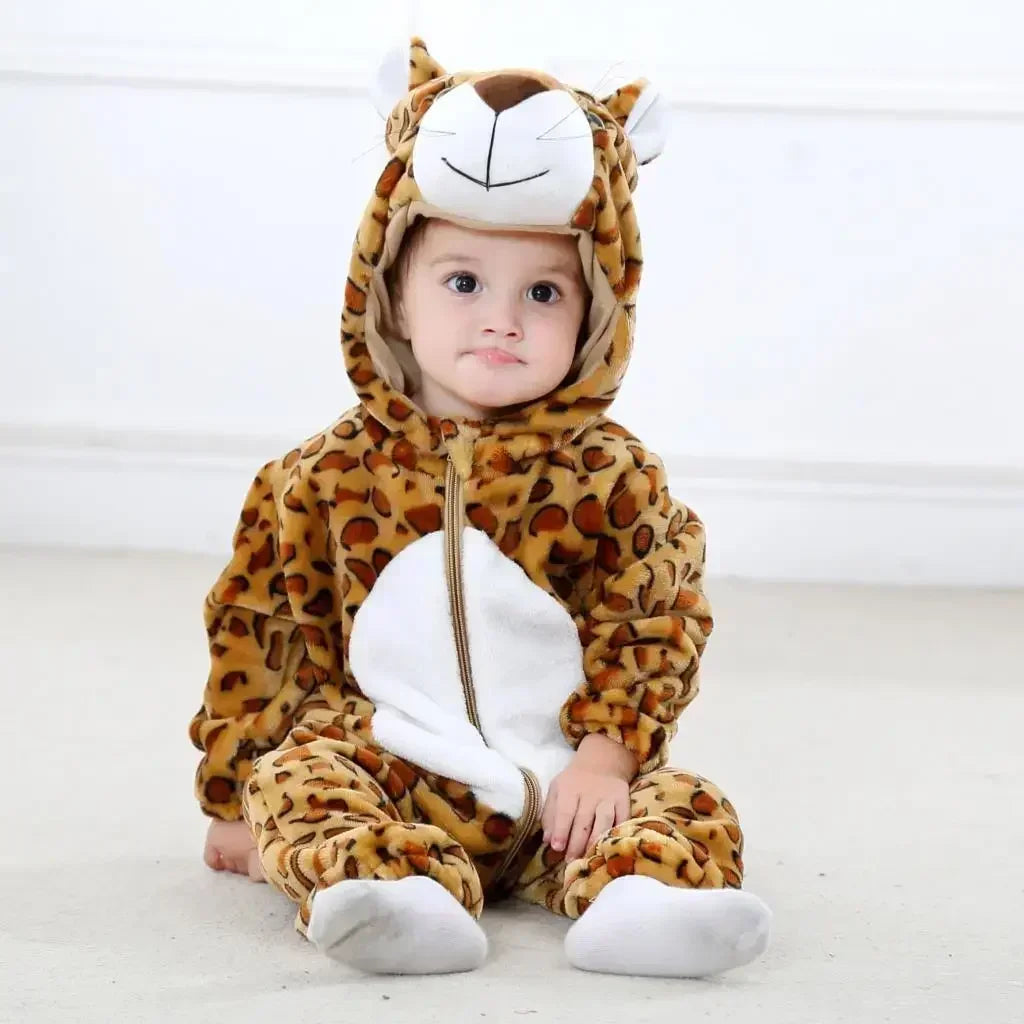 Grenouillère Pyjama Animaux Bébé – Dinosaure, Licorne, Panda | Combinaison Polaire à Capuche