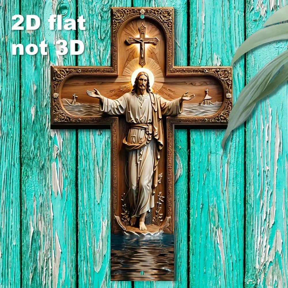Croix Murale en Bois – Jésus Christ, Décoration Religieuse 20 x 30 cm