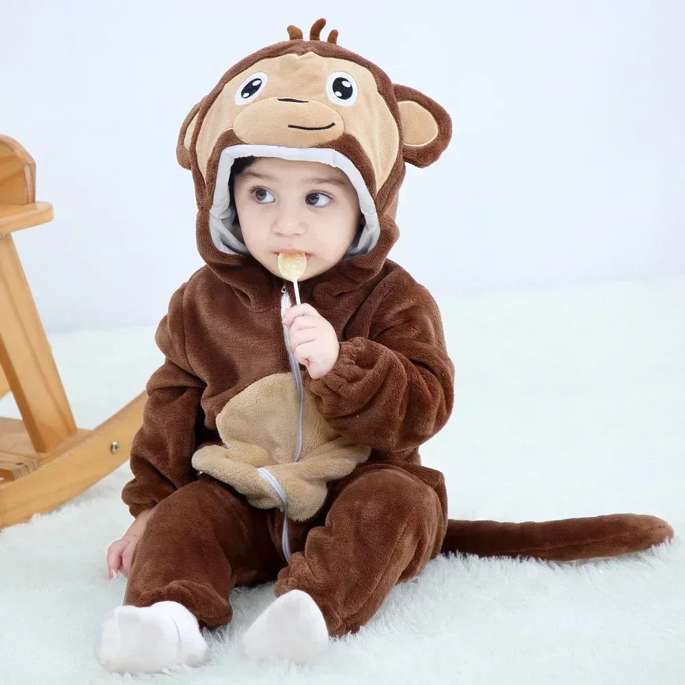 Grenouillère Pyjama Animaux Bébé – Dinosaure, Licorne, Panda | Combinaison Polaire à Capuche