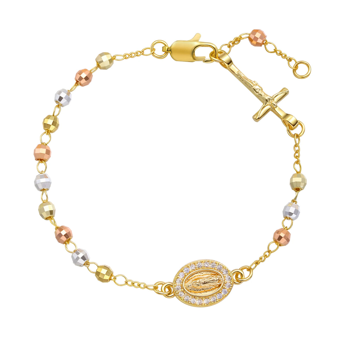Bracelet Dizainier Croix & Médaille – Perles Dorées, 11 Modèles