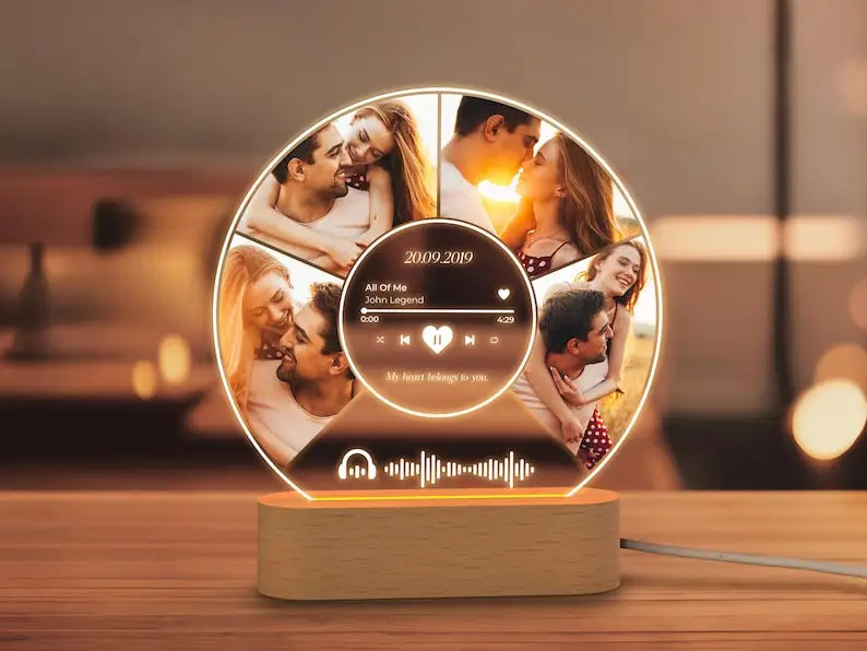 Plaque Musique Personnalisée Photo & Chanson – Lumineuse LED