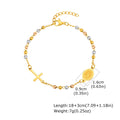 Bracelet Fin Croix & Médaille Vierge Marie – Acier Inoxydable