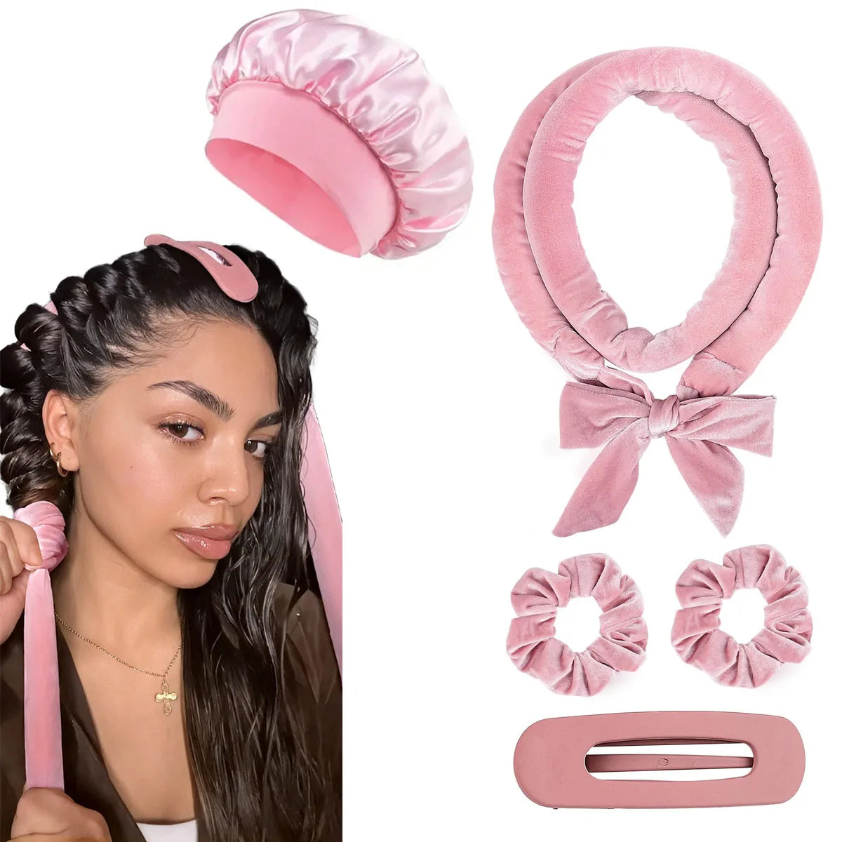 Bigoudis Sans Chaleur en Satin – Boucles Naturelles pendant la Nuit