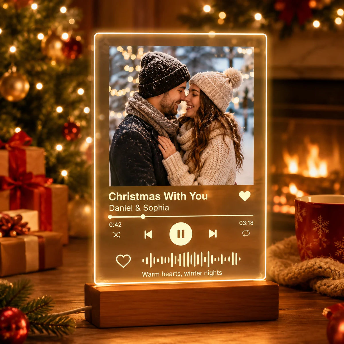 Plaque Musique Personnalisée Photo & Chanson – Lumineuse LED