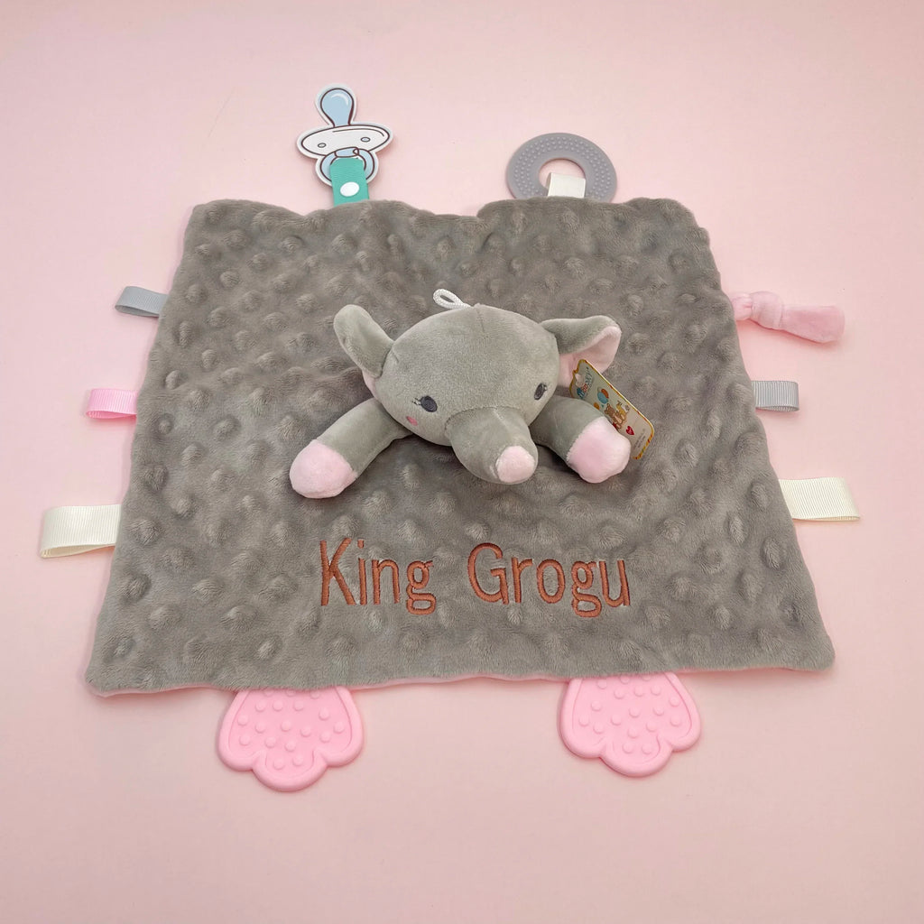 Doudou Lange Animal en Minky Personnalisé au Prénom – Lapin, Ours, Licorne…