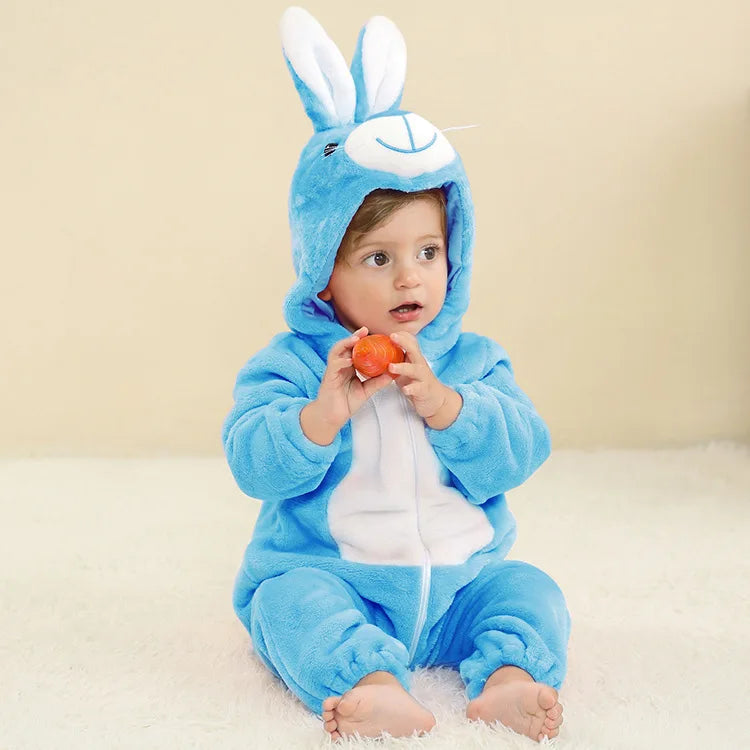 Grenouillère Pyjama Animaux Bébé – Dinosaure, Licorne, Panda | Combinaison Polaire à Capuche