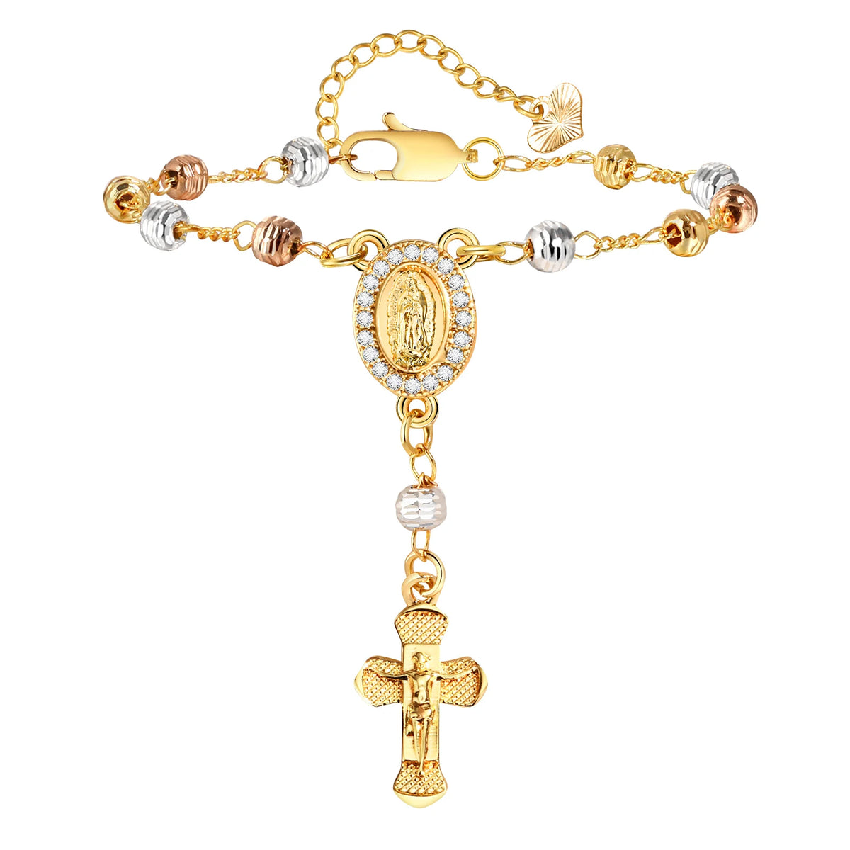 Bracelet Dizainier Croix & Médaille – Perles Dorées, 11 Modèles