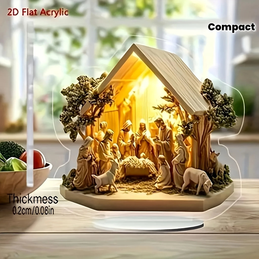 Crèche de Noël en Acrylique – Décor de Table Nativité, 8 Modèles