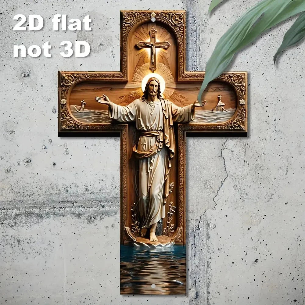 Croix Murale en Bois – Jésus Christ, Décoration Religieuse 20 x 30 cm