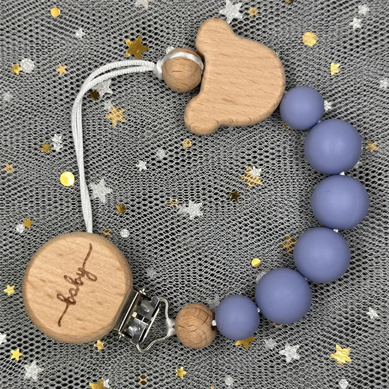 Attache-Tétine Personnalisée au Prénom – Bois & Silicone