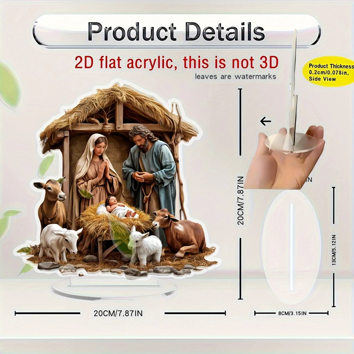 Crèche de Noël en Acrylique – Décor de Table Nativité, 8 Modèles