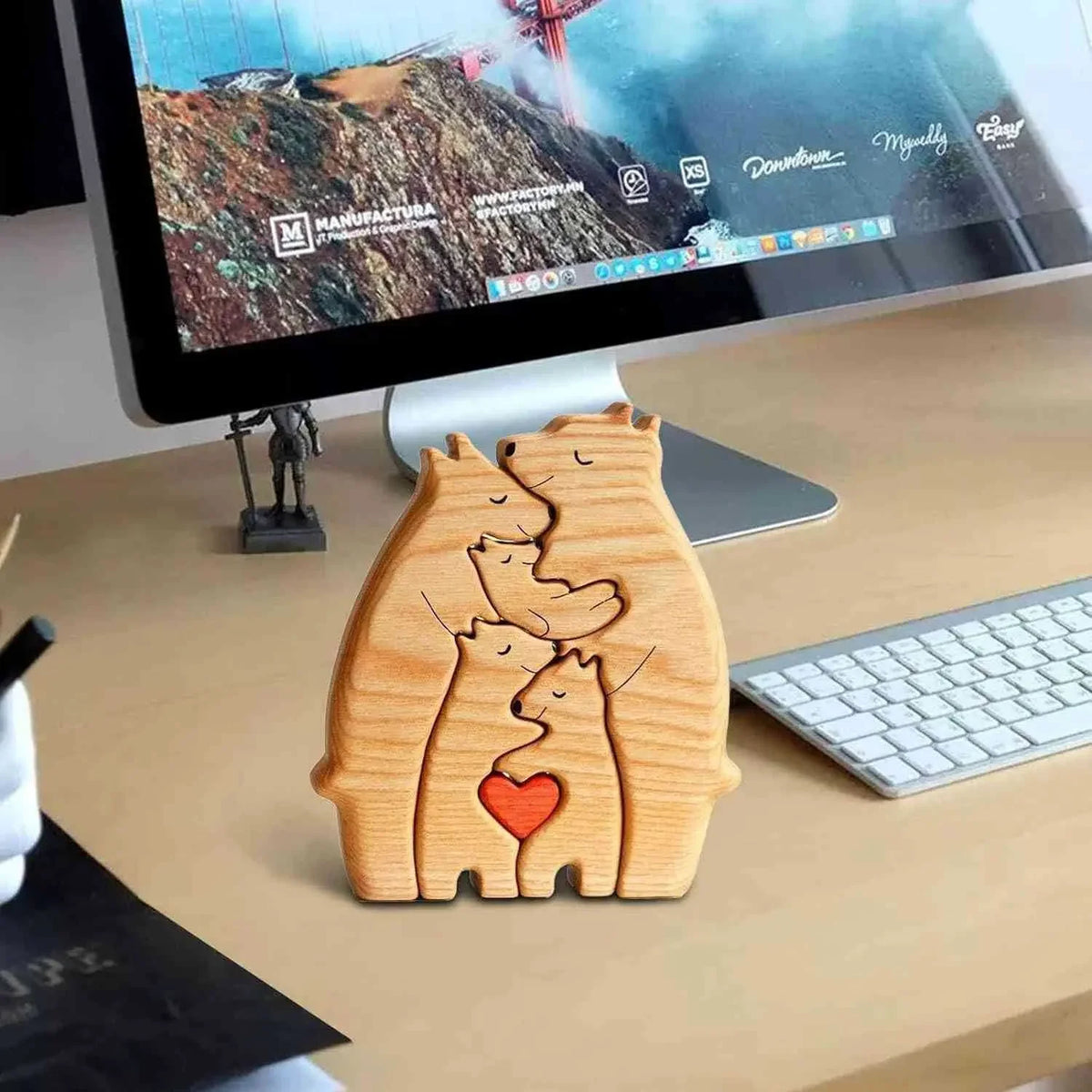 Puzzle Famille d’Ours en Bois Personnalisé avec Prénoms