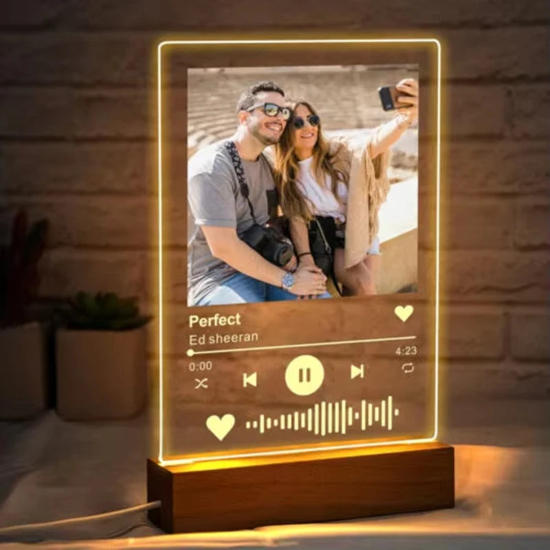 Plaque Musique Personnalisée Photo & Chanson – Lumineuse LED