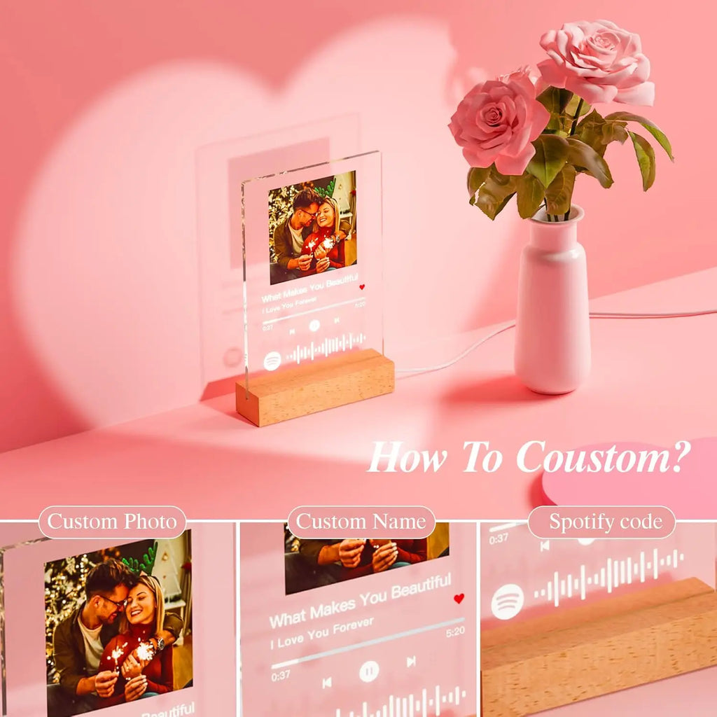 Plaque Musique Personnalisée Photo & Chanson – Lumineuse LED