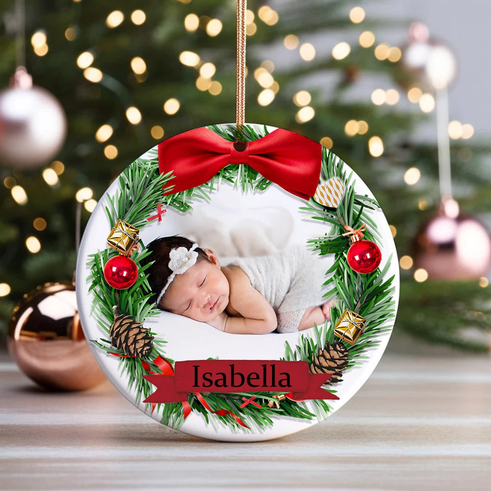 Boule de Noël Premier Noël de Bébé – Photo & Prénom Personnalisés
