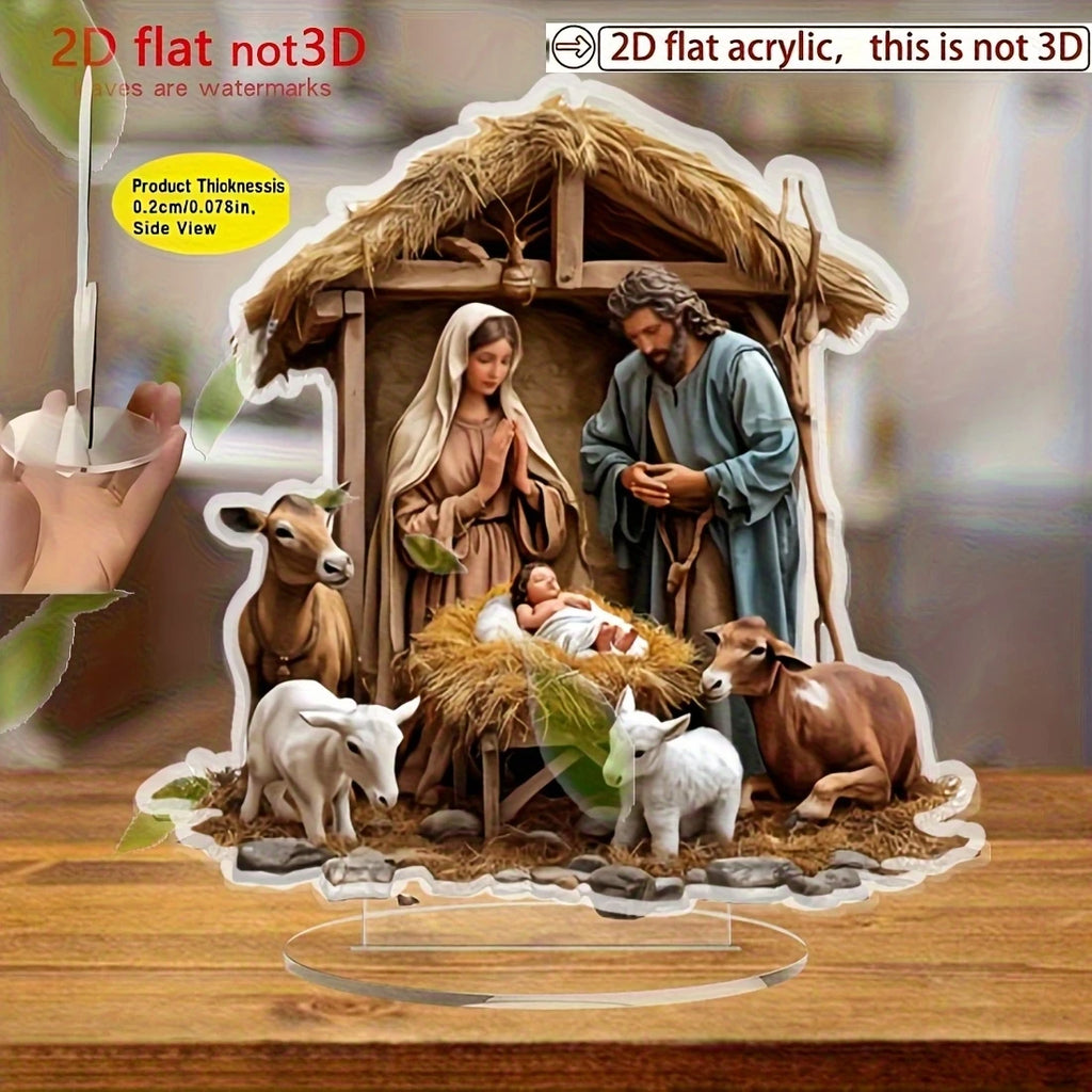 Crèche de Noël en Acrylique – Décor de Table Nativité, 8 Modèles
