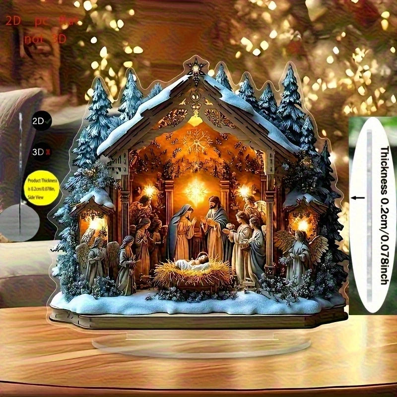 Crèche de Noël en Acrylique – Décor de Table Nativité, 8 Modèles