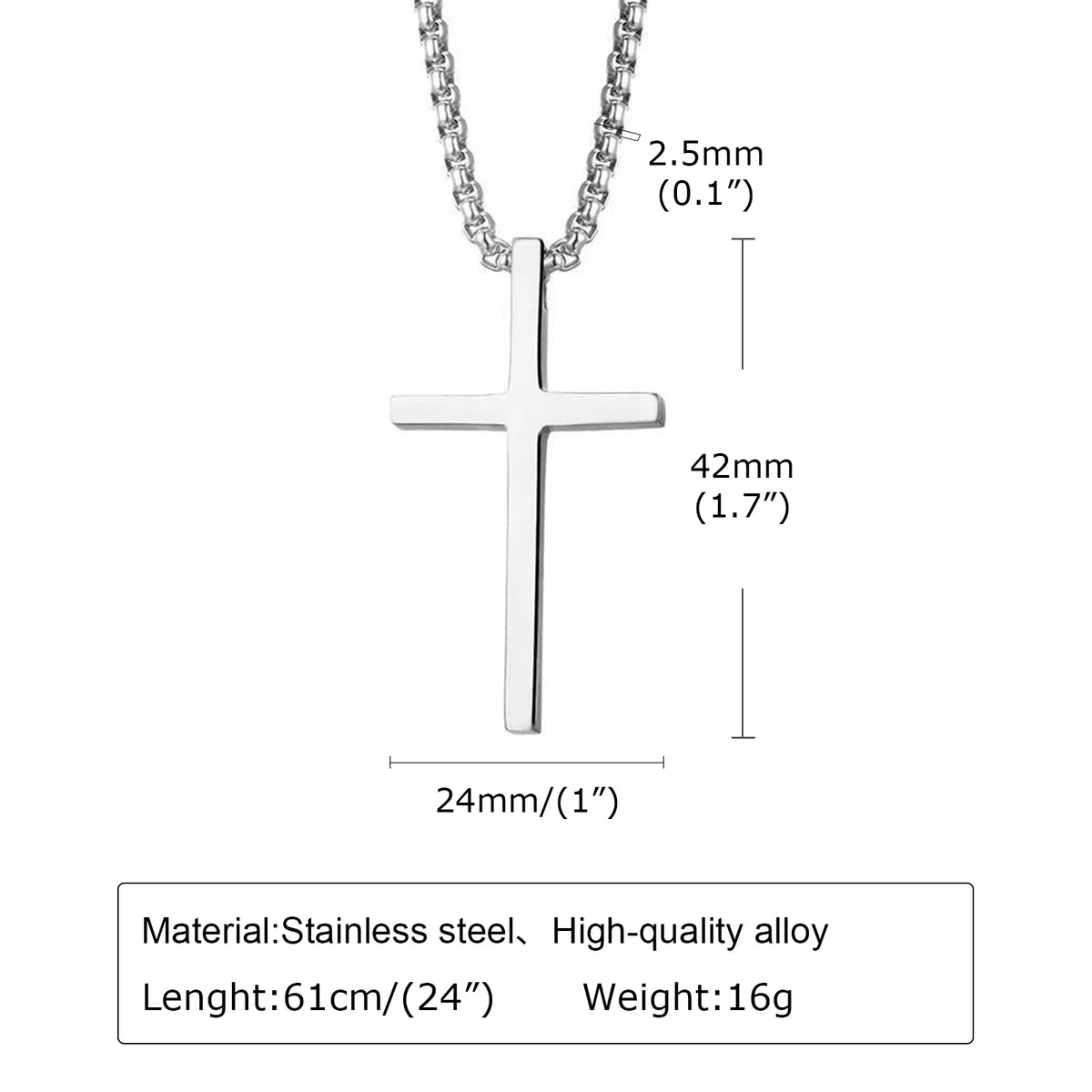 Collier Croix Classique – Chaîne Vénitienne en Acier