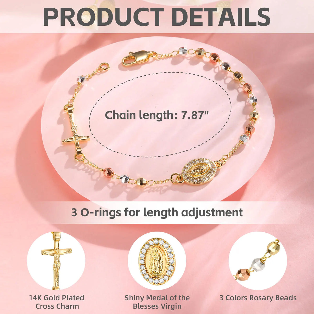 Bracelet Vierge Marie Doré – 10 Modèles Chapelet & Médaille