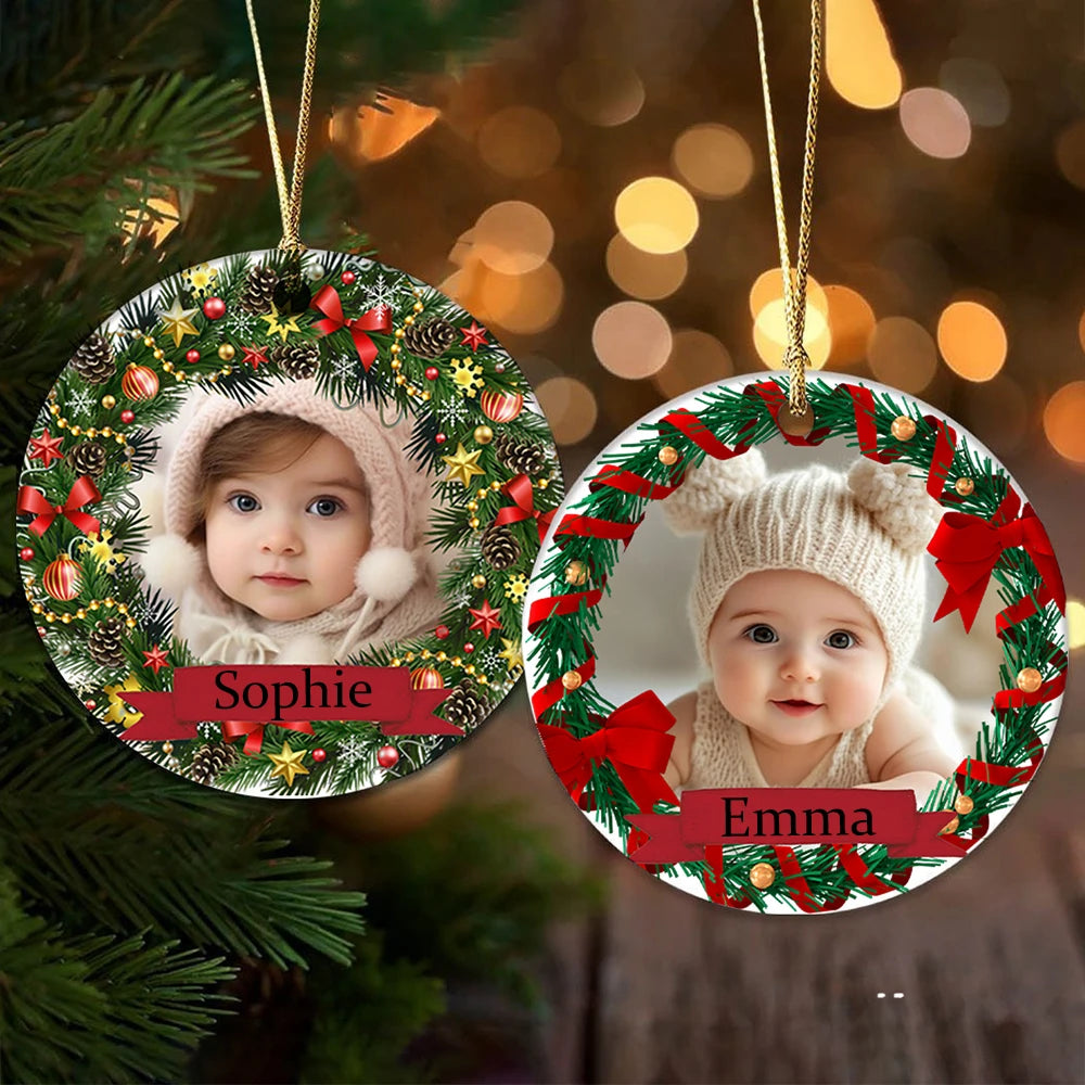 Boule de Noël Premier Noël de Bébé – Photo & Prénom Personnalisés