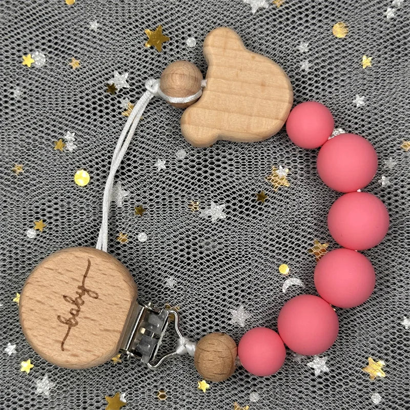 Attache-Tétine Personnalisée au Prénom – Bois & Silicone