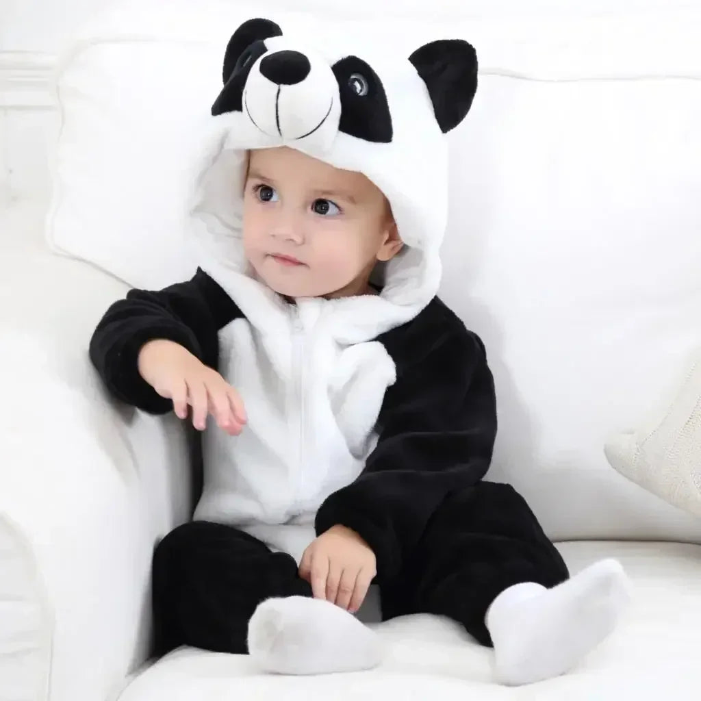 Grenouillère Pyjama Animaux Bébé – Dinosaure, Licorne, Panda | Combinaison Polaire à Capuche