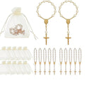10-60 Pieces Mini Rosary Favors Baptism Favors Acrylic Rosary Beads Finger Baptism Rosaries with Organza Bags for Christening