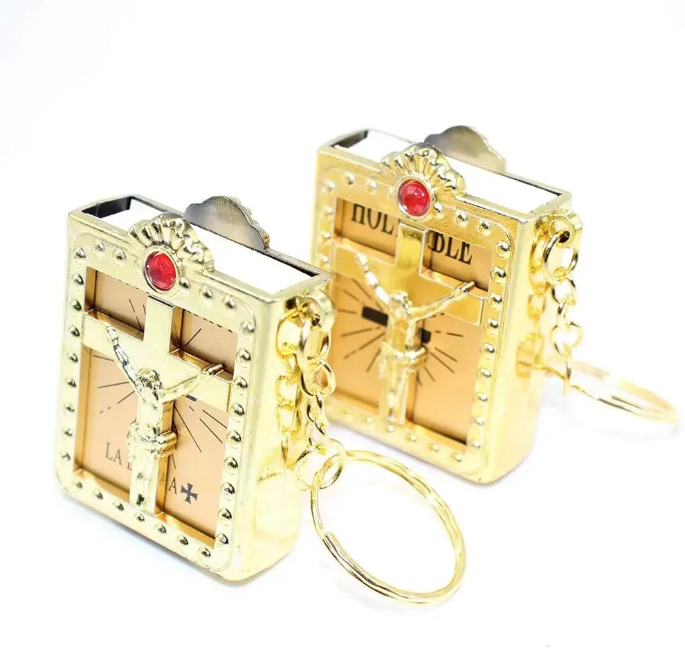 Lot de 20 Porte-clés Mini Bible – Cadeaux d’Invités Baptême & Communion