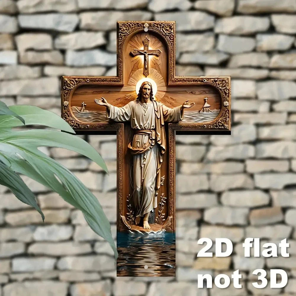 Croix Murale en Bois – Jésus Christ, Décoration Religieuse 20 x 30 cm