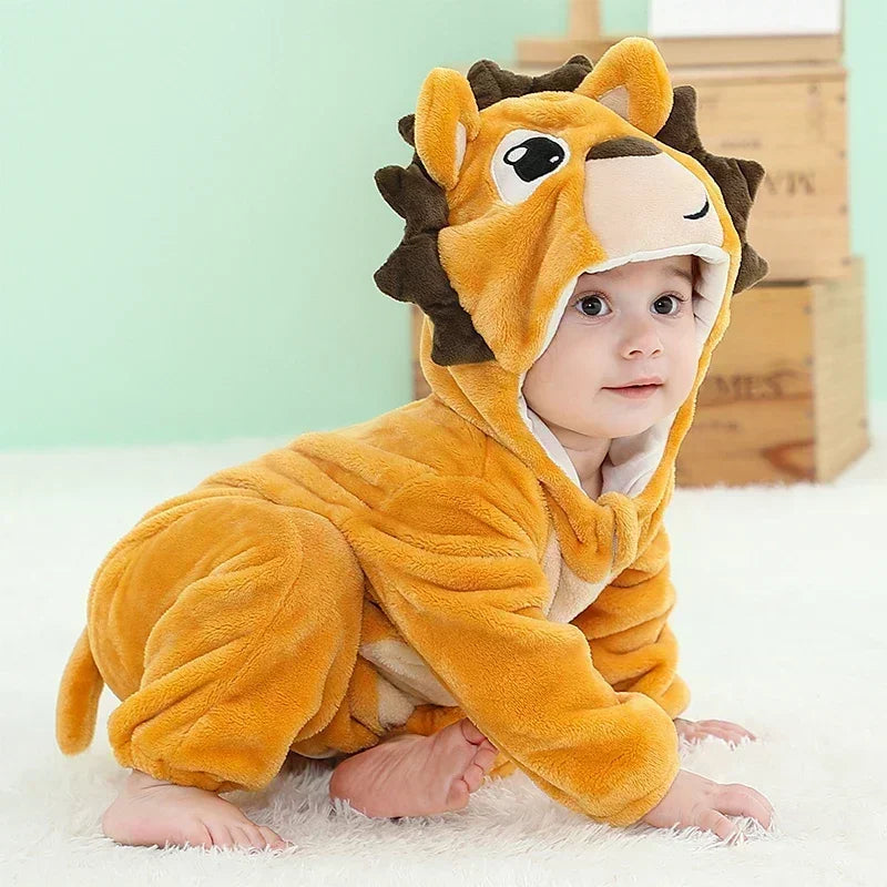 Grenouillère Pyjama Animaux Bébé – Dinosaure, Licorne, Panda | Combinaison Polaire à Capuche
