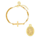 Bracelet Croix & Médaille – Perles Dorées ou Tricolores