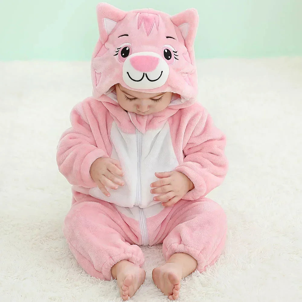 Grenouillère Pyjama Animaux Bébé – Dinosaure, Licorne, Panda | Combinaison Polaire à Capuche