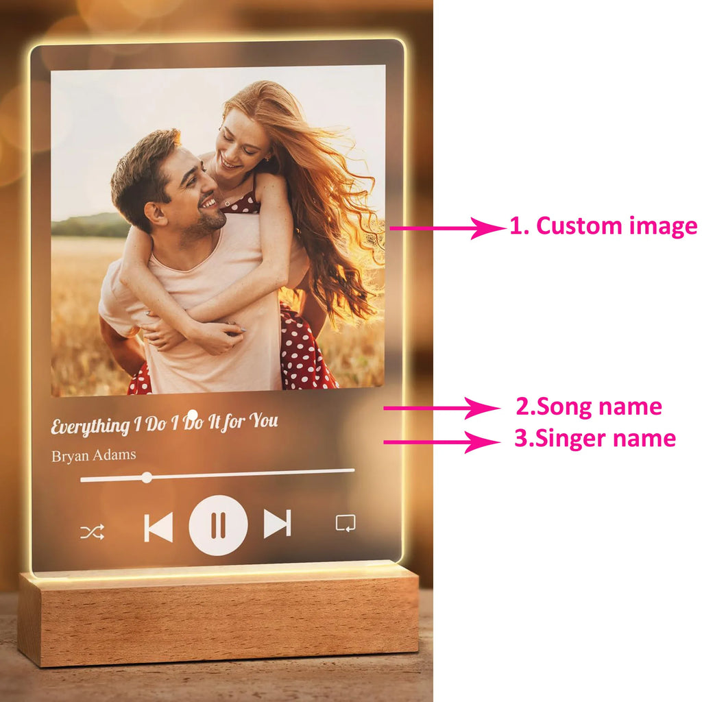 Plaque Musique Personnalisée Photo & Chanson – Lumineuse LED