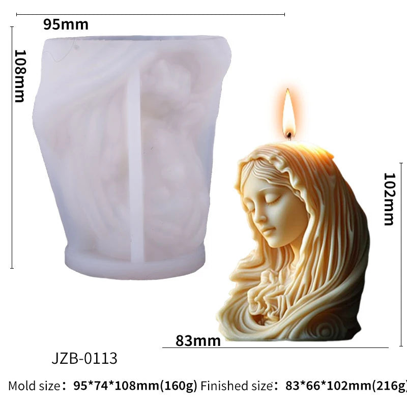 Moule en Silicone Jésus et Vierge Marie – 4 Modèles de Bougies Sculptées