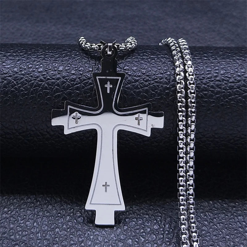 Collier Croix Homme en Acier Inoxydable