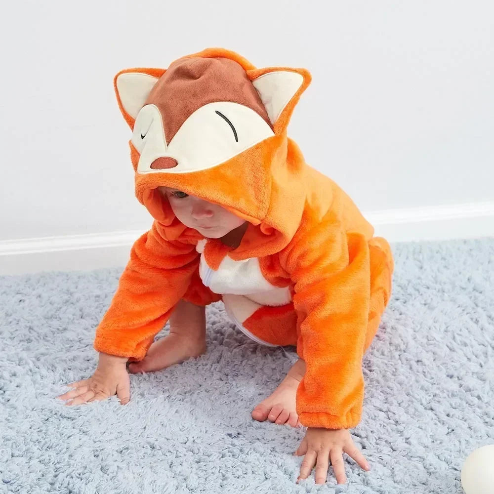 Grenouillère Pyjama Animaux Bébé – Dinosaure, Licorne, Panda | Combinaison Polaire à Capuche