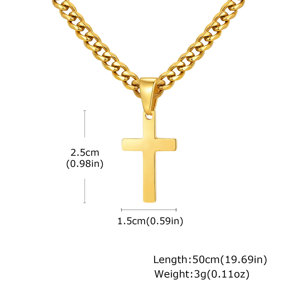 Collier Croix Homme en Acier – Chaîne Gourmette 50 cm